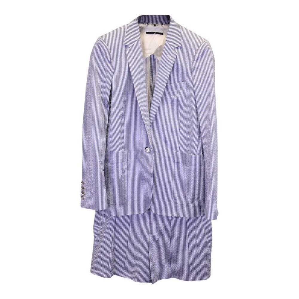 Gucci Seersucker Pinstripe Blazer and Shorts in Light Blue Cotton